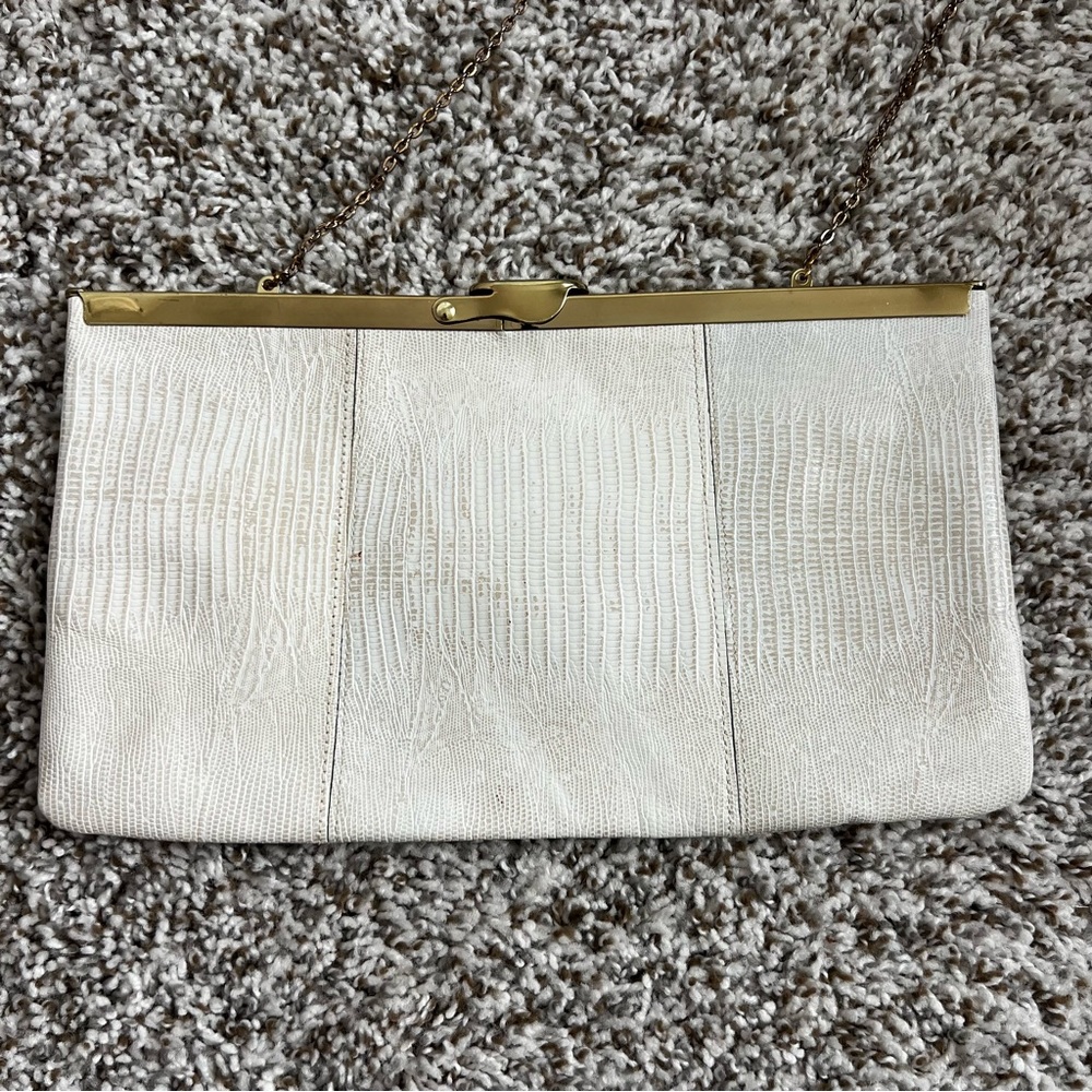 Vintage Etra White Lizard-Embossed Leather Purse - Picture 2 of 11